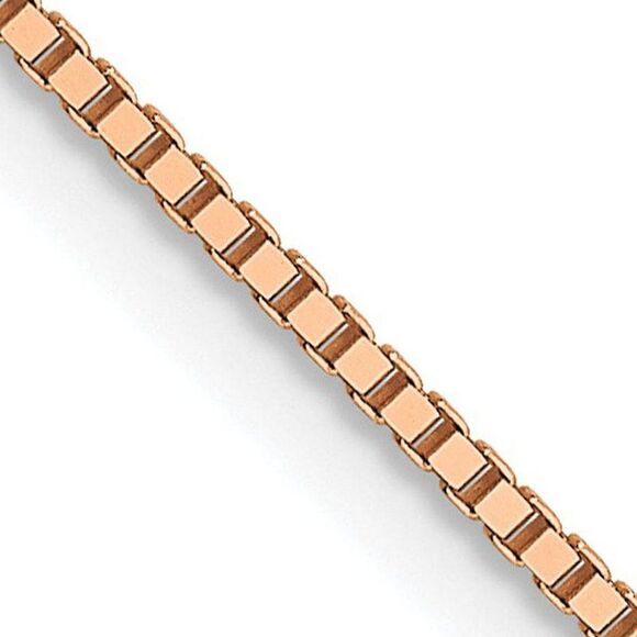 0.8mm 14k Rose Gold Solid Box Chain Lobster Claw Necklace 24 Inch